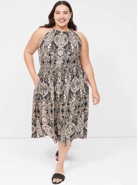 Lane Bryant Plus size halter midi dress printed nwt size 18/20